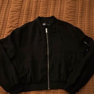 Zara Women's Black Bomber Jacket